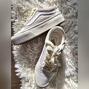 Vans Cream and White Platform Old Skool Sneakers